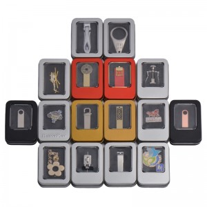 Kina Partihandel Matkvalitet Små rektangulära presentburkar USB Flash Disk Tennlåda i lager (87mm * 60mm * 18mm)